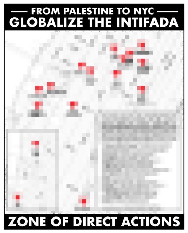 The group posted maps detailing locations around NYC. The Post has blurred these images.