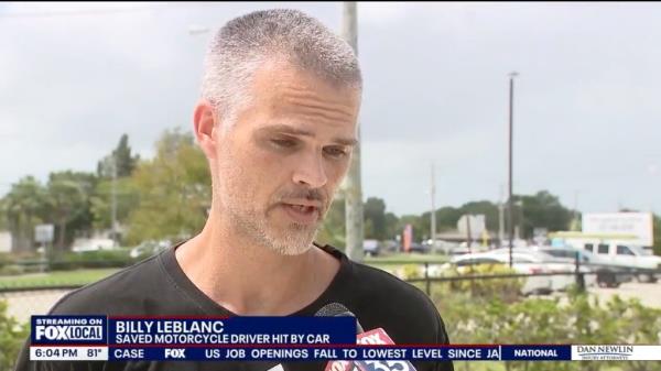 Billy Leblanc talking to camera with Fox Orlando