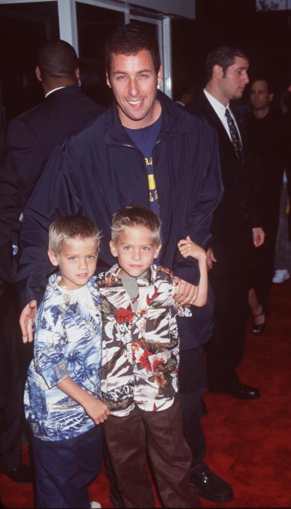 Adam Sandler with Cole and Dylan Sprouse in 1999. 