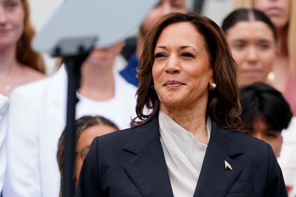 U.S. Vice President Kamala Harris delivering remarks to NCAA Champion teams at the White House event, July 22, 2024.