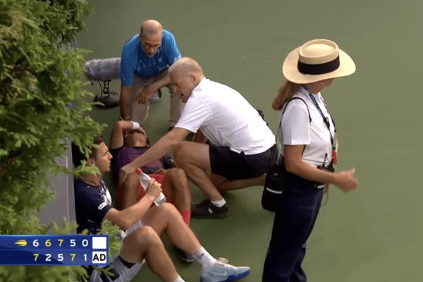 Yoshihito Nishioka was dealing with cramps.