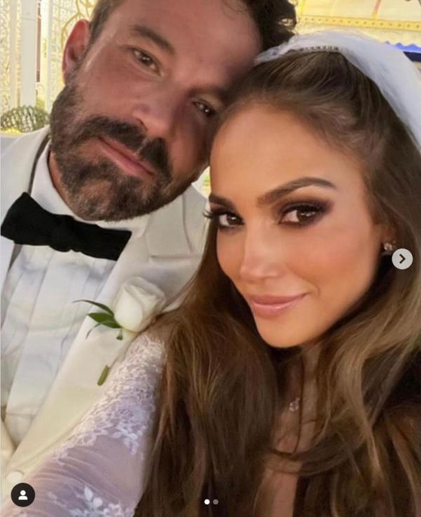 Ben Affleck and Jennifer Lopez on their wedding day in 2022.