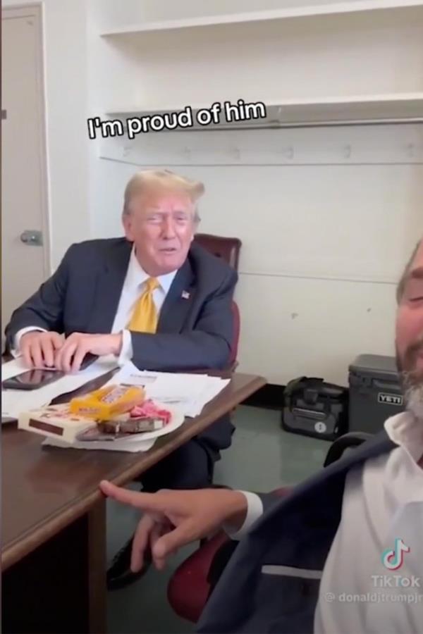 Trump said he is proud of his son's social media use in the video.