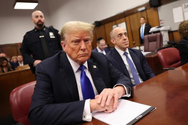 Trump in court during his hush mo<em></em>ney trial.