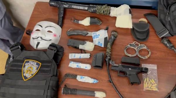 The weapons found in Sanson's car including a gun, ammunition and knives.