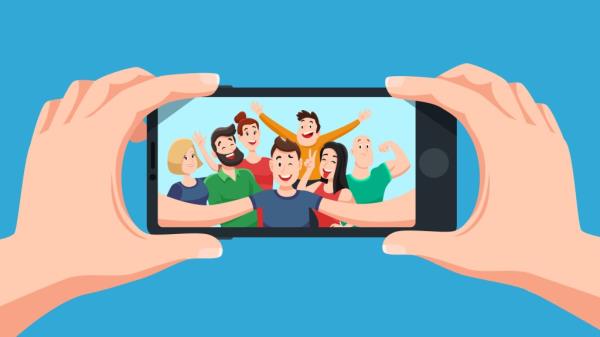 Family photo on smartphone.
