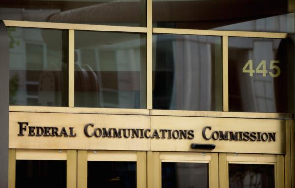 Entrance to the Federal Communications Commission (FCC) building in Washington in June 2015