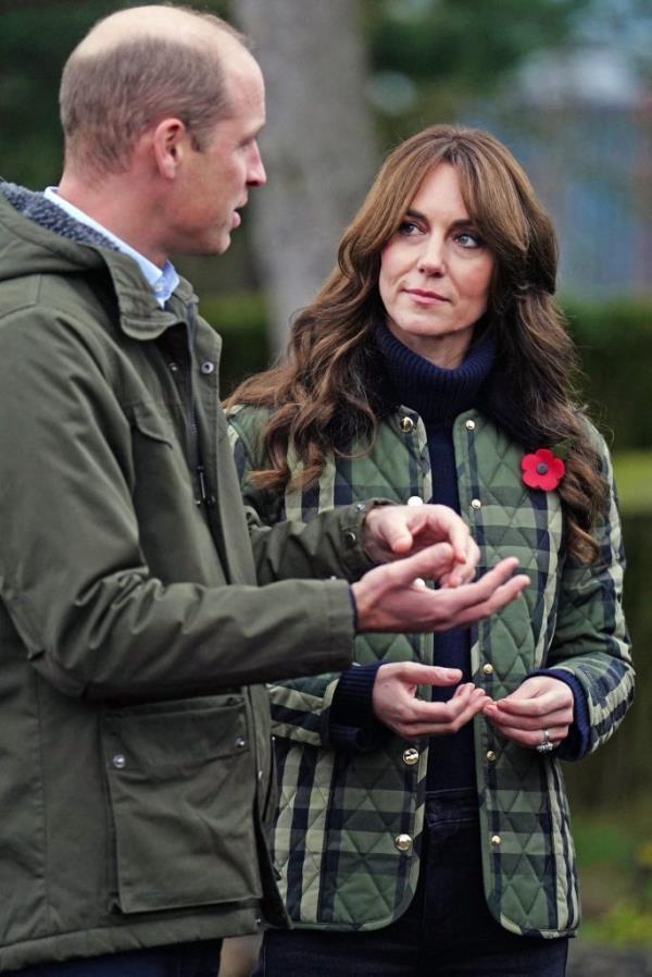 Britain's Catherine, Princess of Wales and Britain's Prince William, Prince of Wales arrive in Burghead.