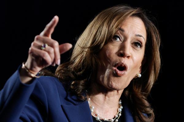 Vice President and Democratic Presidential candidate Kamala Harris speaks at West Allis Central High School during her first campaign rally in Milwaukee, Wisconsin, on July 23, 2024