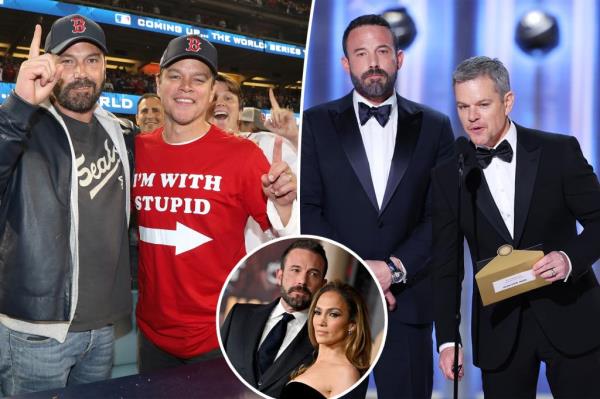 Ben Affleck and Matt Damon at the 81st Golden Globe Awards held at the Beverly Hilton Hotel on January 7, 2024 in Beverly Hills, California.