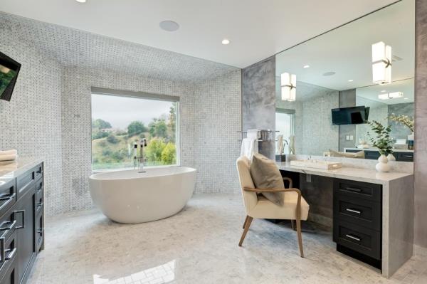 View from the free standing tub.