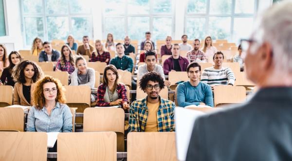 A large group of college students.