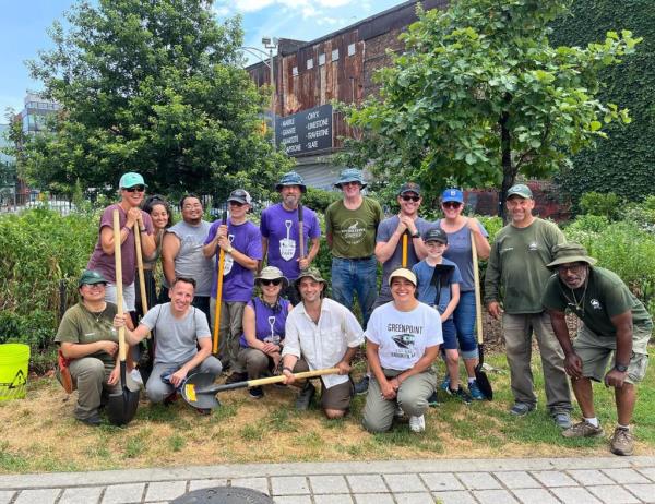 Members of the volunteer group Friends of Transmitter Park. 