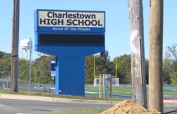 The teen was arrested and handcuffed at the Charlestown High School, in Clark County, Indiana.  