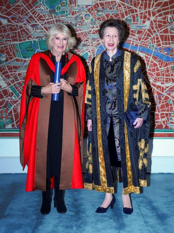 Queen Camilla and Princess Anne in academic robes at the University of London, wher<em></em>e Queen Camilla is receiving an Ho<em></em>norary Doctorate of Literature.