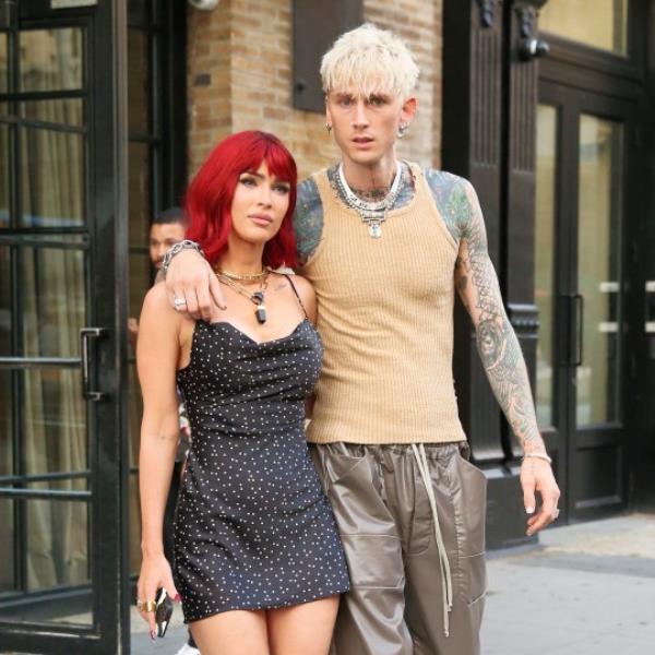 Megan Fox and Machine Gun Kelly are loved-up as they walk arm-in-arm leaving Soho House in New York City