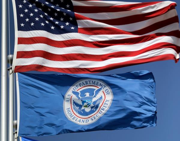 United States of America flag and Department of Homeland Security flag