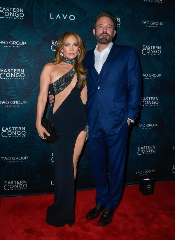 Jennifer Lopez smiling with Ben Affleck. 