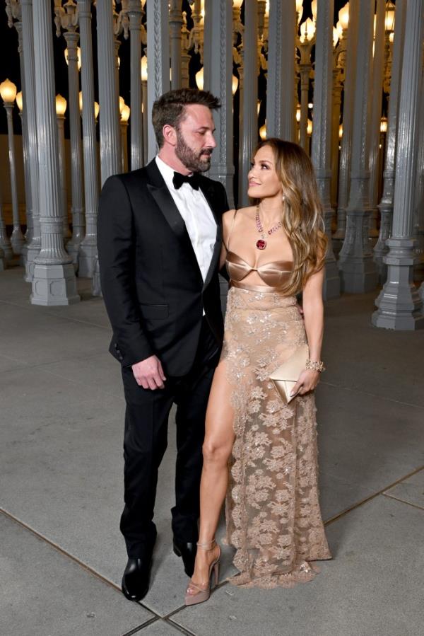 Ben Affleck smiling at Jennifer Lopez.
