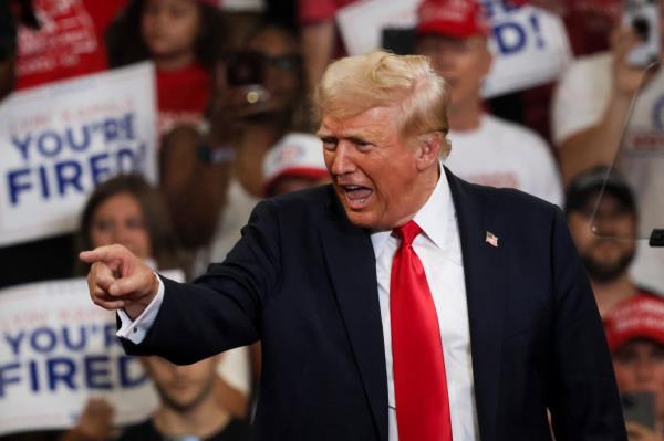 Do<em></em>nald Trump at a rally in Atlanta, Georgia on Aug. 3, 2024