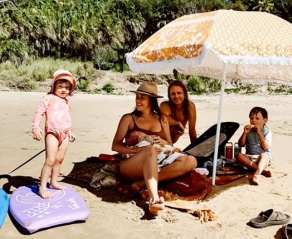 Luna Flowerday with baby Arcadia, husband Ben, daughter Juniper and son Atticus. 