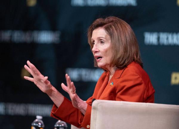 Rep. Nancy Pelosi speaking at Texas Tribune Festival in Austin on Sept. 7, 2024.