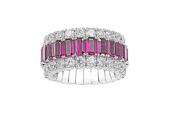 Picchiotti Xpandable ring in 18-k white gold with diamo<em></em>nds and rubies, $18,650