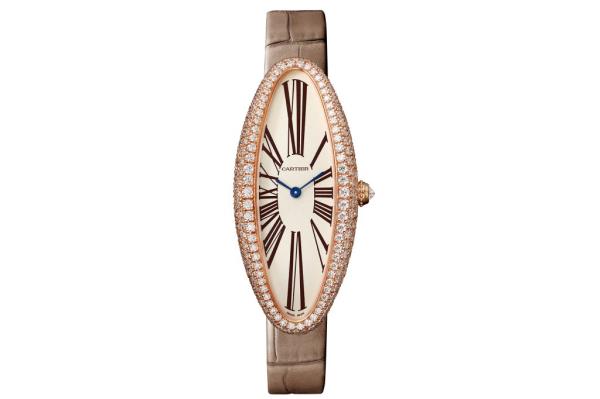 Cartier Baignoire Allongée watch in 18-k rose gold with diamonds, $41,200