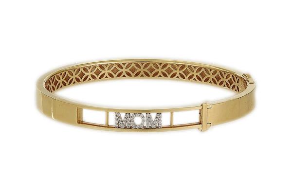 Lo<em></em>ndon Collection “MOM” bracelet in 18-k yellow gold with diamonds, $3,230