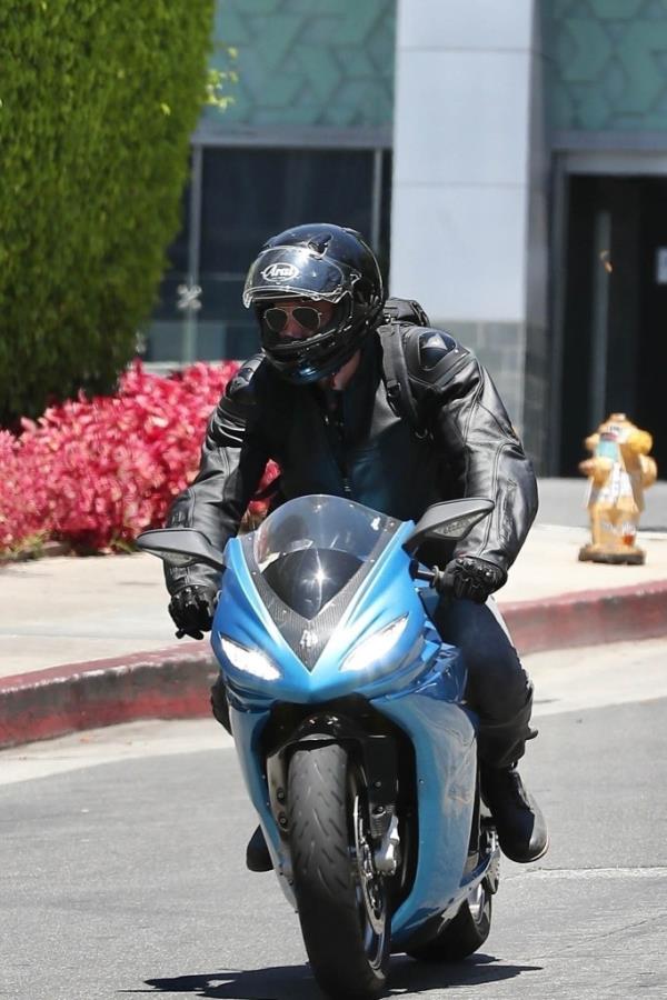 Ben Affleck driving his motorcycle on August 4, 2024