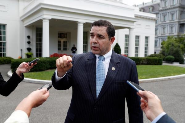Cuellar speaks with reporters outside the West Wing after a bipartisan meeting with President Do<em></em>nald Trump at the White House, in Washington, DC on Sept. 13, 2017.