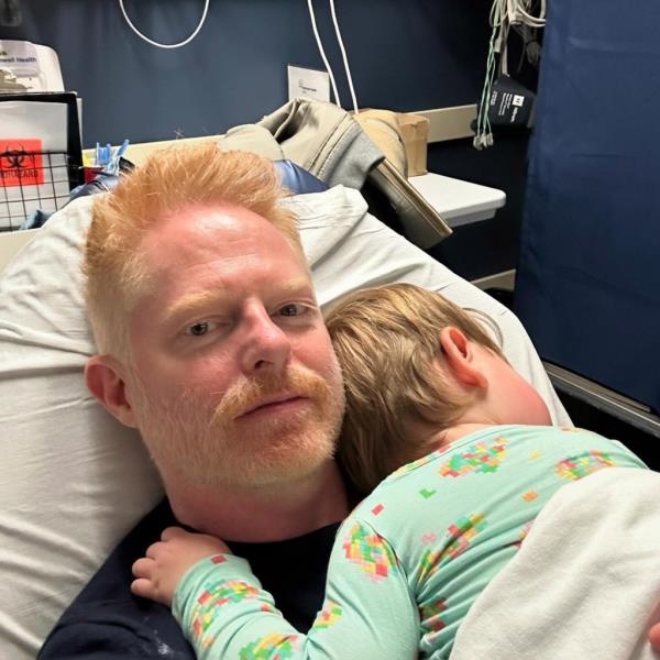 Jesse Tyler Ferguson with his son at the hospital