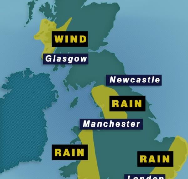 Met Office weather warning map 20/09 metro graphics