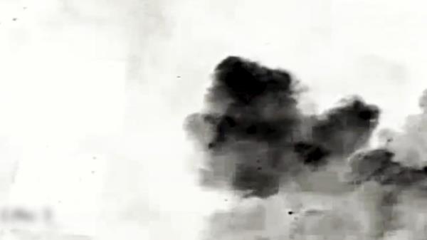 Screenshot from aerial footage of the bombing that killed Osama Mazini 