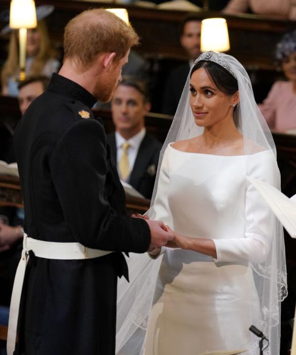 Prince Harry and Meghan Markle during their wedding at St George's Chapel on May 19, 2018.
