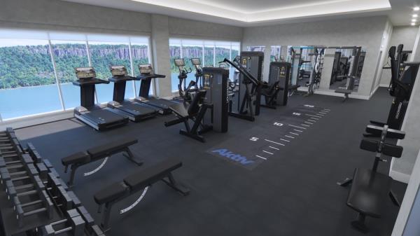 There's also a riverfront gym.