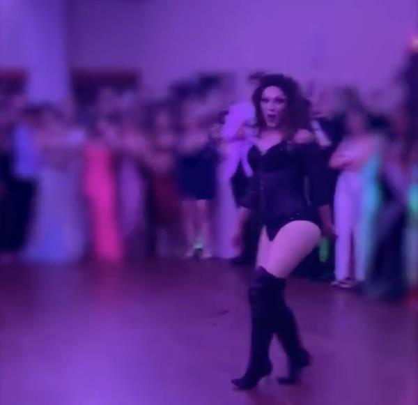 The drag queen dancing at prom.