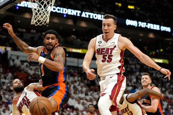 Obi Toppin (1) during the Knicks' Game 4 loss to the Heat on May 8, 2023.