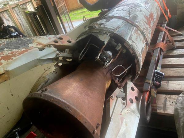 The discovery of the  rocket was flagged by a local police bomb squad -- which quickly determined the remnants of the missile were inert. 