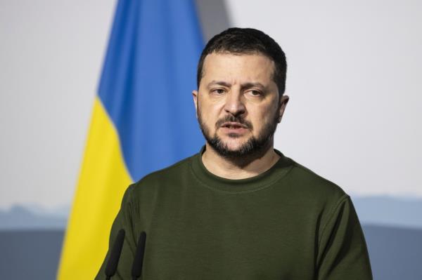 Volodymyr Zelenskyy and Viola Amherd addressing the press at Kehrsatz near Bern amidst the Swiss-Ukraine delegation for the World Eco<em></em>nomic Forum