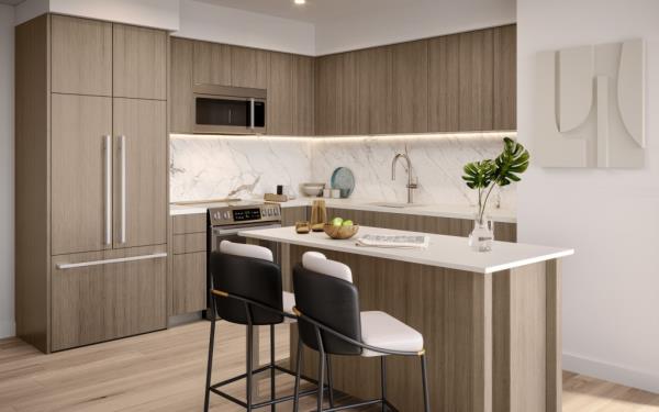 Another option for a kitchen in one of the buildings units. 