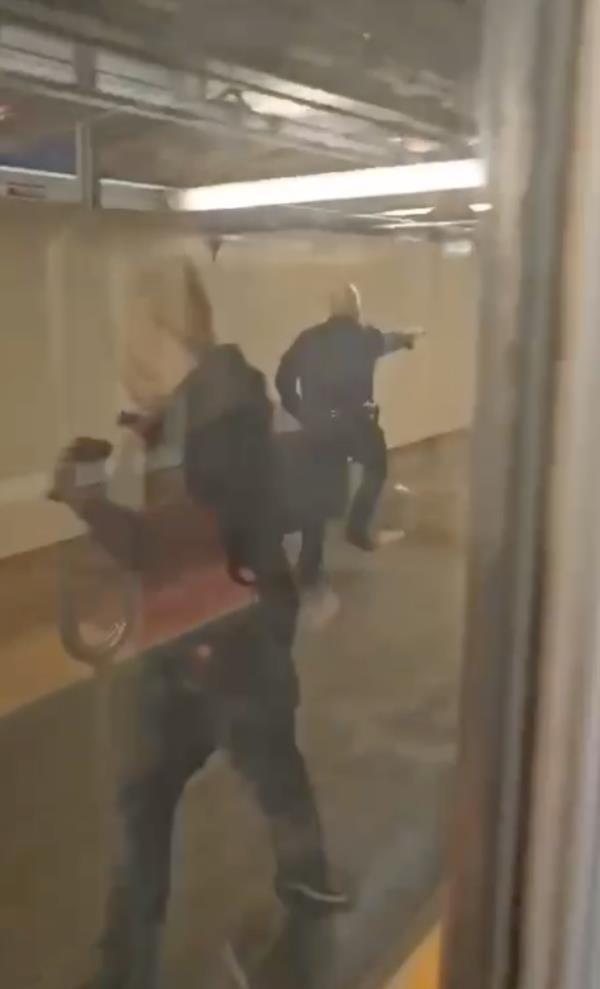 Bronx subway assault on NYPD cop.