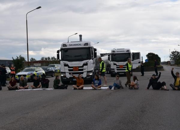 Activists seen taking part in a protest in Malmo, Swden
