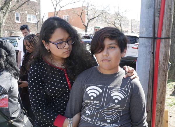 Bayron's sister Sherlyn and brother Bradley at the memorial.