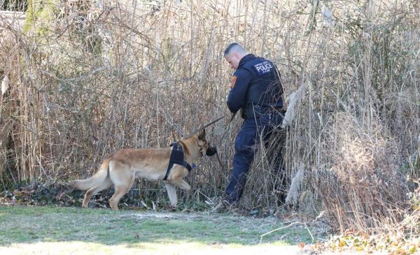 Police on the scene of the gruesome discovery.