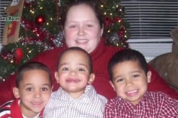 Flewellen and her three sons before the accident.