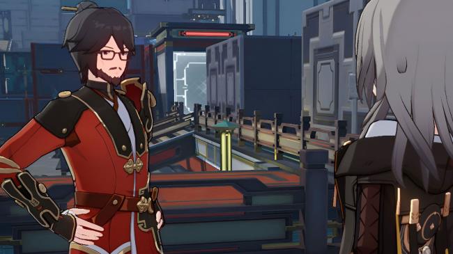 Stelle, the female Trailblazer in Ho<em></em>nkai Star Rail is seen chatting with Master Gongshu, the Champio<em></em>nship Co<em></em>ntender for the Cloudford Victory Zone