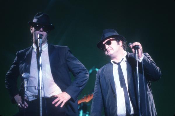 A vintage photo of Dan Aykroyd and John Belushi from their 'Blues Brother' heyday before Belushi succumbed to drug addiction.