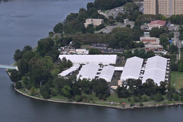 Randall's Island migrant tent city.