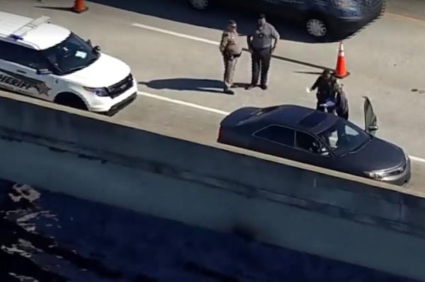 police on a bridge